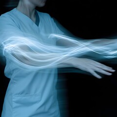 Fototapeta premium Mesmerizing Ethereal Movement and Blurred Luminous Swirls in Dreamlike Digital Abstract