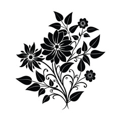floral design element silhotted on white background.
