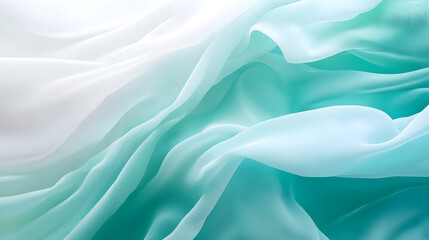 Obraz premium Abstract translucent layers with soft teal and white hues create smooth curves