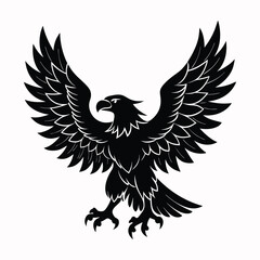 eagle with wings silhotted on white background.