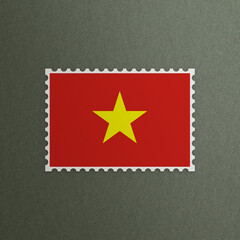 Post office stamp with the flag of Vietnam 3D Rendering