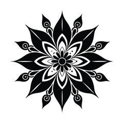 black and white flower silhotted on white background.