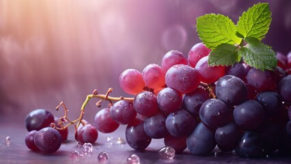 Juicy and Refreshing Bunch of Dark Grapes Illustration for National or World Wine Day