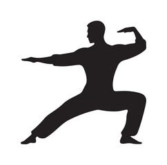 Tai Chi pose silhouette vector illustration