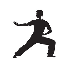 Tai Chi pose silhouette vector illustration