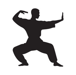 Tai Chi pose silhouette vector illustration