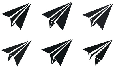 Seamless Pattern of Simple Paper Airplane Icons  set 