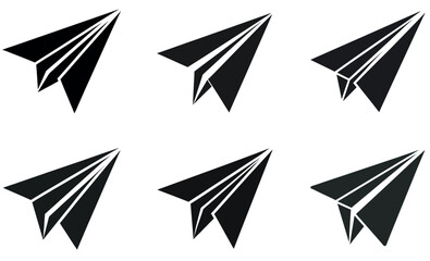 Seamless Pattern of Simple Paper Airplane Icons  set 