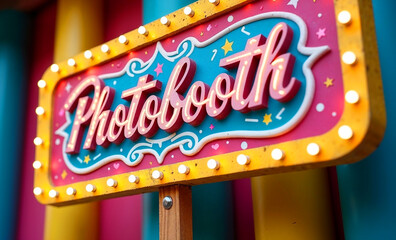 Bright bold retro photobooth sign