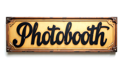 Vintage photobooth metal sign isolated on white