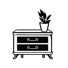 Hallway chest of drawers, bedside table symbol, black monochrome