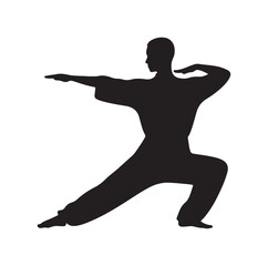 Tai Chi pose silhouette vector illustration