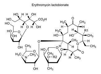 Chemical structure of erythromycin lactobionate, drug substance