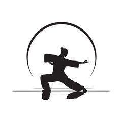 Obraz premium Tai Chi pose silhouette vector illustration
