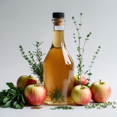 apples and bottle of wine