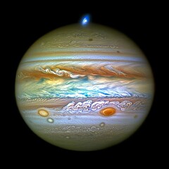 an aurora on Jupiter. The image catches a glimpse of the shimmering gases in the planet's southern polar region