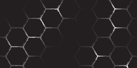 Cyberpunk Hexagonal Grid Design. Sci-Fi Dark Honeycomb Structure. Illustration. Vector. Hexagon. 