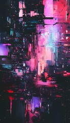 Obraz premium An abstract city illustration showing futuristic buildings and bright lights