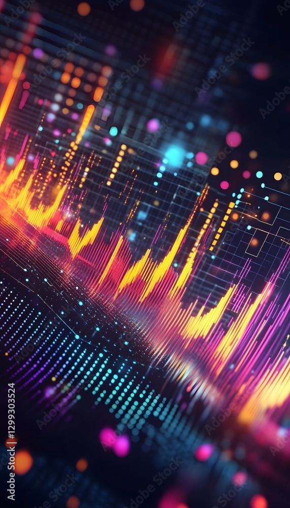 Poster abstract graphic visualization of digital sound frequency and data