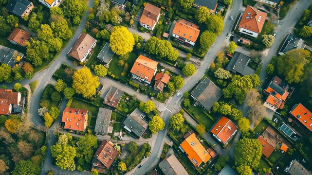 Aerial view of Auerbach, Bavaria, surrounded by greenery and charming homes, Aerial view of the city Auerbach in Germany, Bavaria on a sunny day in spring