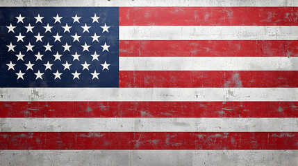 Fototapeta premium American Flag with Red White and Blue Stars and Stripes Displaying Grunge Texture and Historical Symbolism