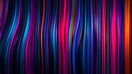 Abstract Digital Artwork With Vertical Lines In Vibrant Shades Of Pink Blue And Orange With Dynamic Light And Energy