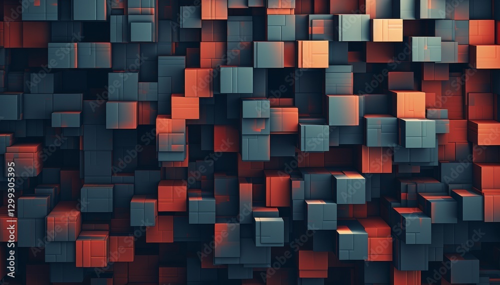 Fototapete Abstract cube background geometric block pattern.