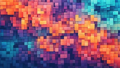 Colorful cube mosaic abstract pixelated background.