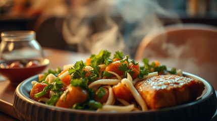 Grilled salmon steak