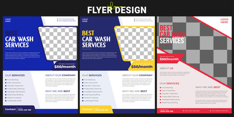 Creative car wash car detailing and rental flyer, car service, and price list flyer, automobile car service flyer modern car wash car detailing and rental flyer, car service, and price list flyer.