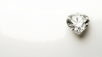 Single Pear Cut Diamond Displayed on White Surface with Sharp Shadows and Sparkling Light