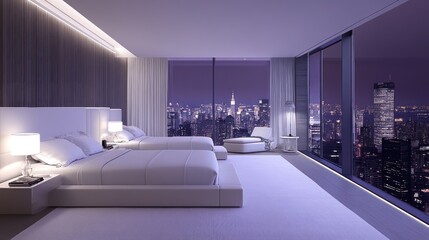 Luxury Penthouse Suite with Stunning City Nightscape