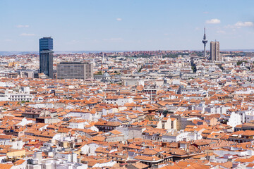 Breathtaking rooftop in Madrid with a glass floor, offering a panoramic view of the city from...