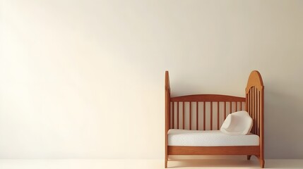 Wooden Crib in Minimalist Nursery Room, Baby Bed