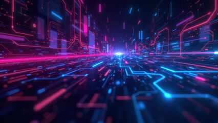 Futuristic digital network with vibrant graphics, symbolizing advanced software development pipelines like ci/cd, Docker containers, Kubernetes clusters, and DevOps practices.