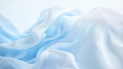 Fototapeta premium Flowing soft blue fabric waves studio setting abstract visuals serene atmosphere close-up perspective aesthetic design