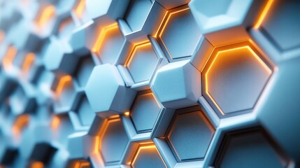 Fototapeta premium Abstract hexagonal wall with glowing lights
