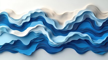 Naklejka premium Abstract layered wavy blue & white design