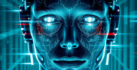 Futuristic AI Face: Digital Art