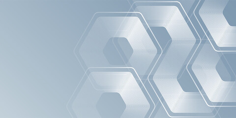 Hexagon lines on gray background. Geometric stripe line design modern abstract simple