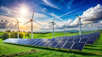 solar panels and wind turbines