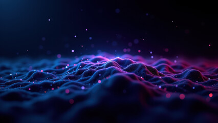 Dynamic cloud-like structure with abstract data points, representing digital technology themes such as ci/cd, docker, kubernetes, devops.