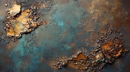 Abstract Textured Art Gold And Teal Hues