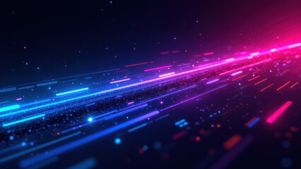 Obraz premium Abstract digital art depicting a colorful burst of light with an emphasis on blue hues, symbolizing data transmission, modern technology, and connectivity within a ci/cd environment.