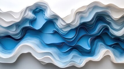 Naklejka premium Abstract paper layers, blue and white, layered landscape
