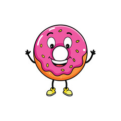 a cheerful donut mascot logo