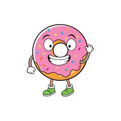 a cheerful donut mascot logo