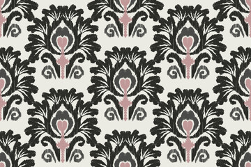 Motifs Ikat floral paisley embroidery background.geometric ethnic oriental pattern traditional.Aztec-style abstract vector illustration. Design for texture, fabric, clothing, wrapping, decoration