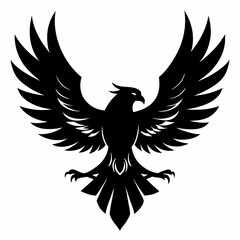 "Silhouette of an eagle soaring with wings spread wide, black-and-white.", Adobe Illustrator Artwork