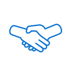Fototapeta premium Blue handshake agreement icon in minimalist style